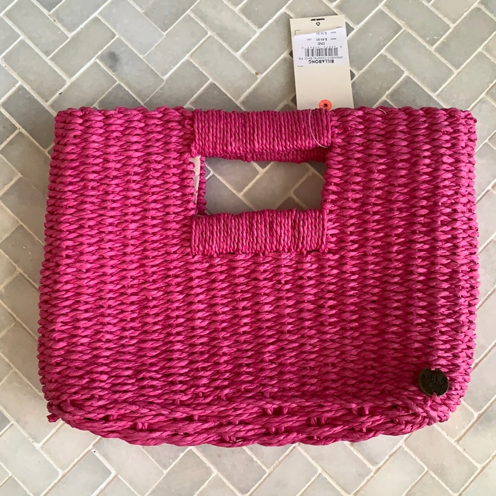 Billabong pink straw clutch